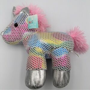 Hug Me Sparkle Unicorn 11 in Rainbow Plush Stuffed Animal Pink Mane & Tail Toy